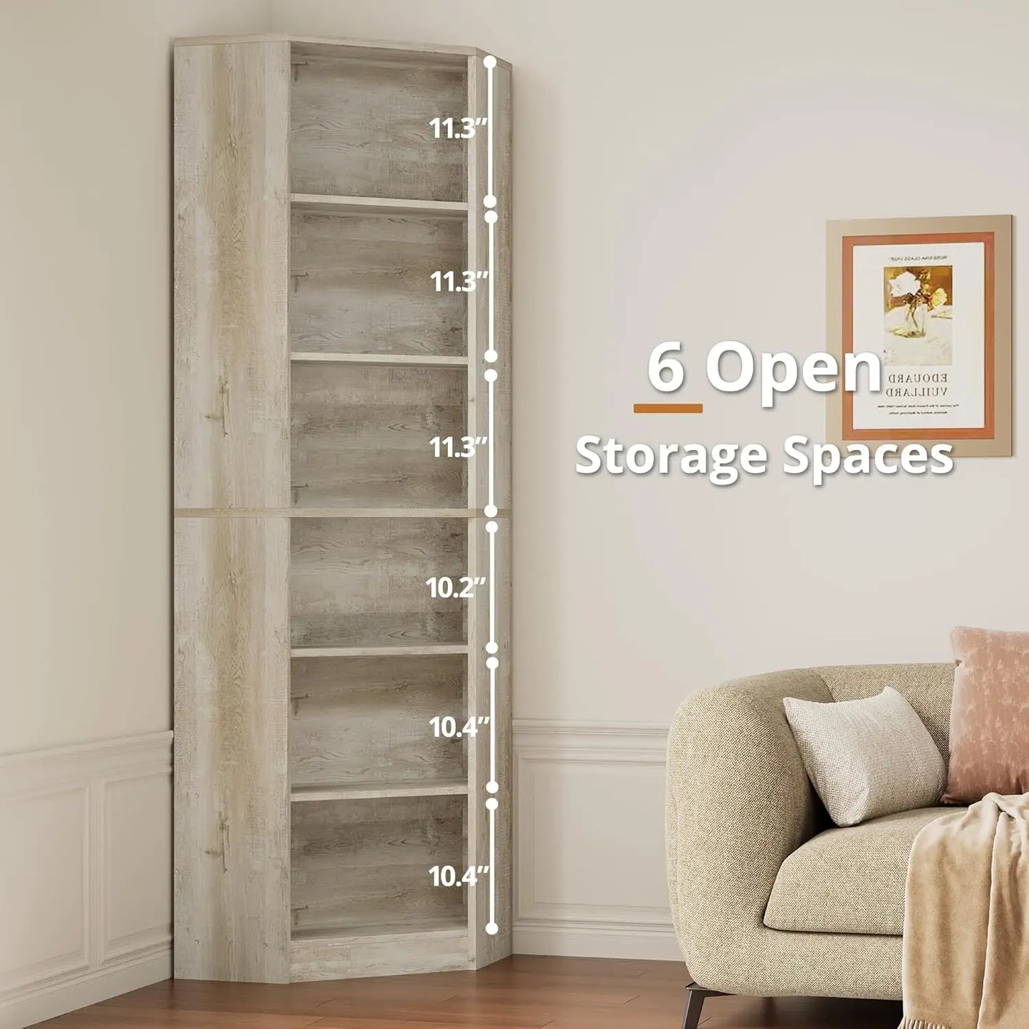 IRONCK Corner Bookcase And Two-Storage-Cabinet Unit With Seven-Tier Shelves System