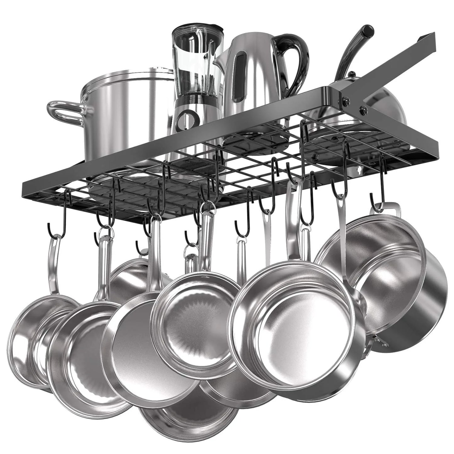 Hign-concerned Wall Mounted Pot Rack With 15 Hooks