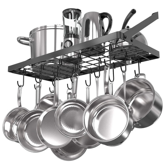 Hign-concerned Wall Mounted Pot Rack With 15 Hooks