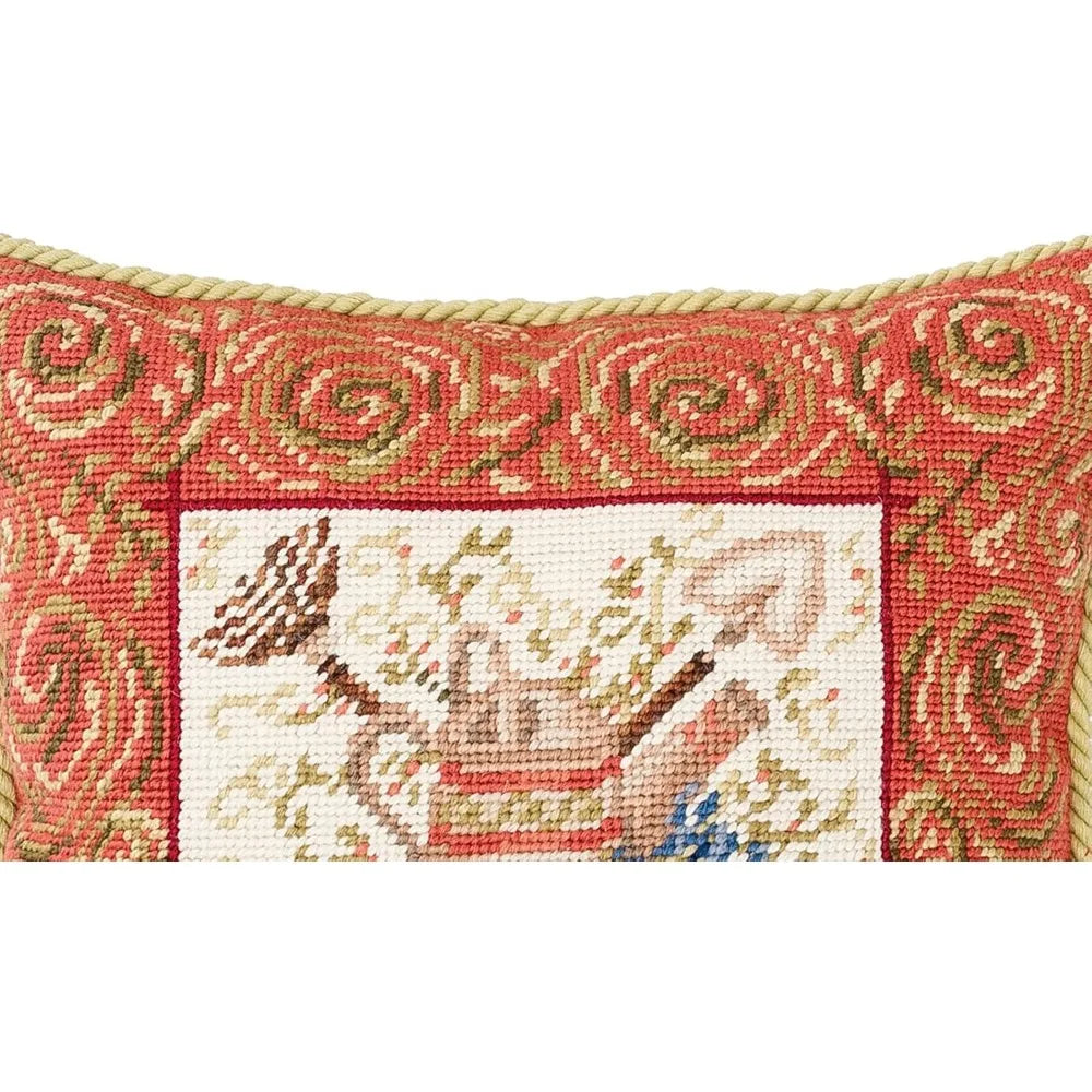 CF Home Needlepoint Throw Pillow Garden Tools Decor