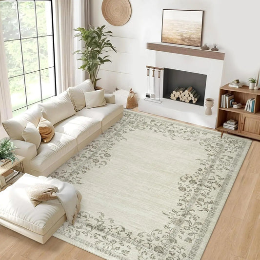 HiMISS Washable Floral Area Rug 100 Percent Polyester Living Room