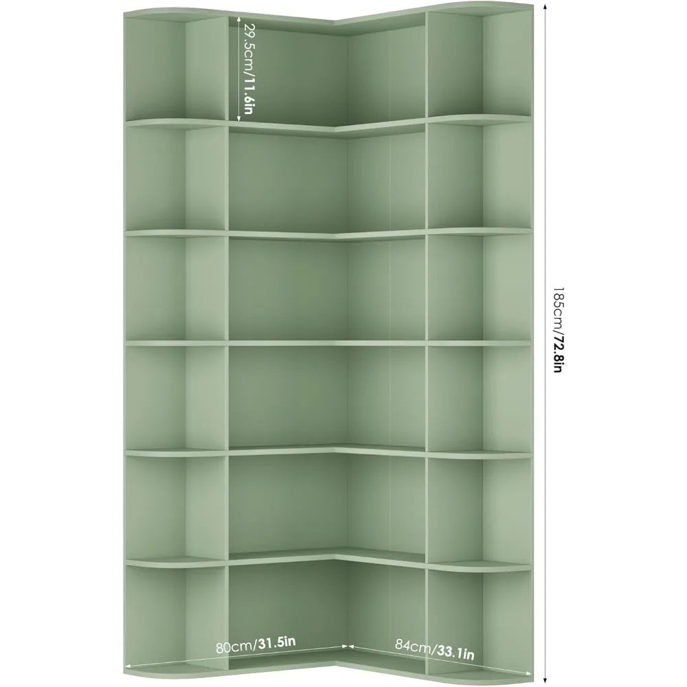6-Tier Corner Bookshelf With Open Storage For Home Office