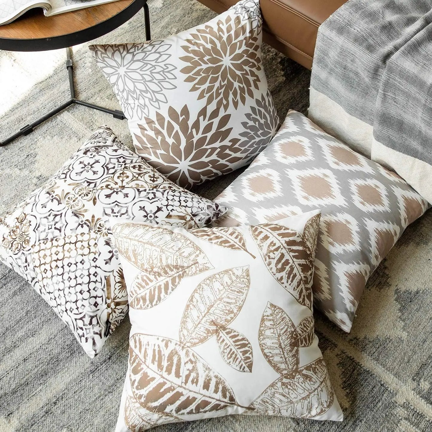Craft of Weaving Set of 4 Fall Leaf Geometric Pillow Covers
