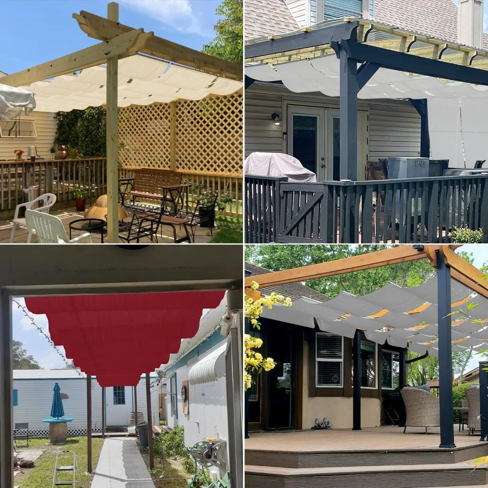 E and K Waterproof Pergola Shade Cover Retractable Canopy