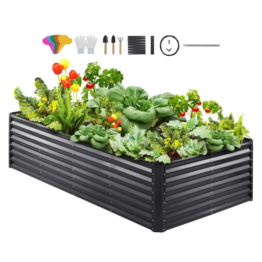 XMSJ Galvanized Metal Raised Garden Bed Planter Box