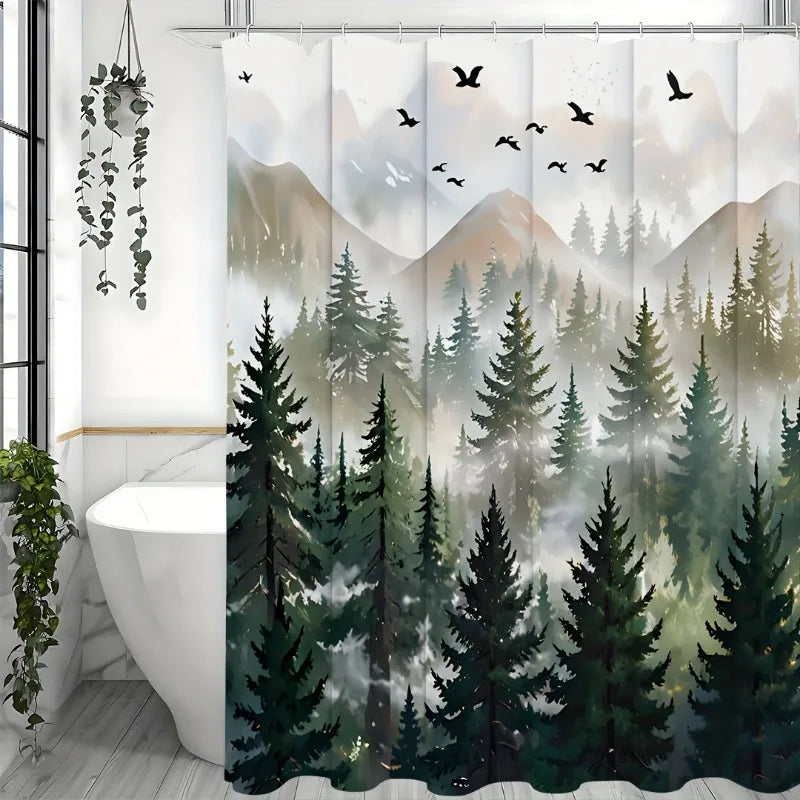 Warm Welcome Decor Ombre Shower Curtain Set Waterproof