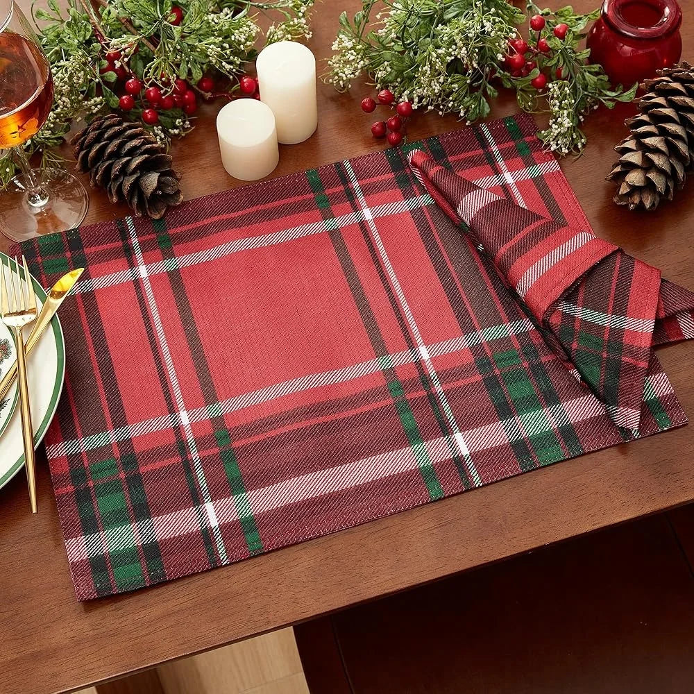 Warm Welcome Decor Rustic Plaid Christmas Table Placemats