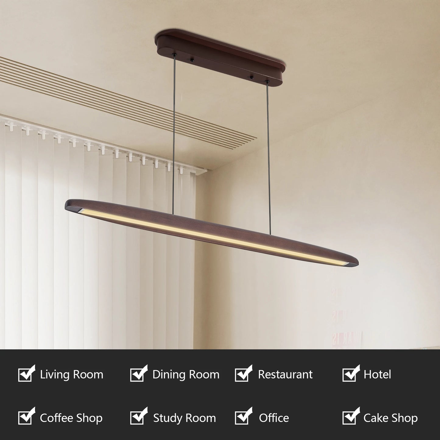 ARLGSITE Streamline Dimmable Wooden Pendant Light Fixture
