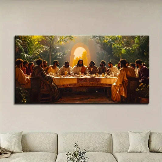 Hign-concerned Last Supper Canvas Wall Art With Pine Frame