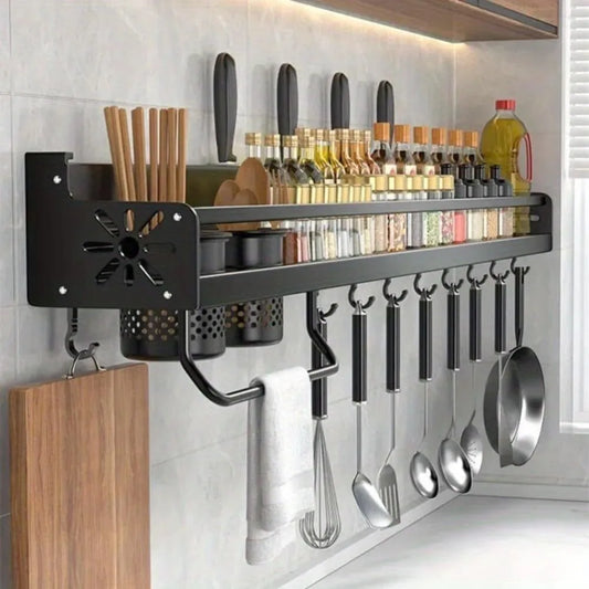 Wall Mounted Kitchen Organizer Spice Rack And Knife Holder