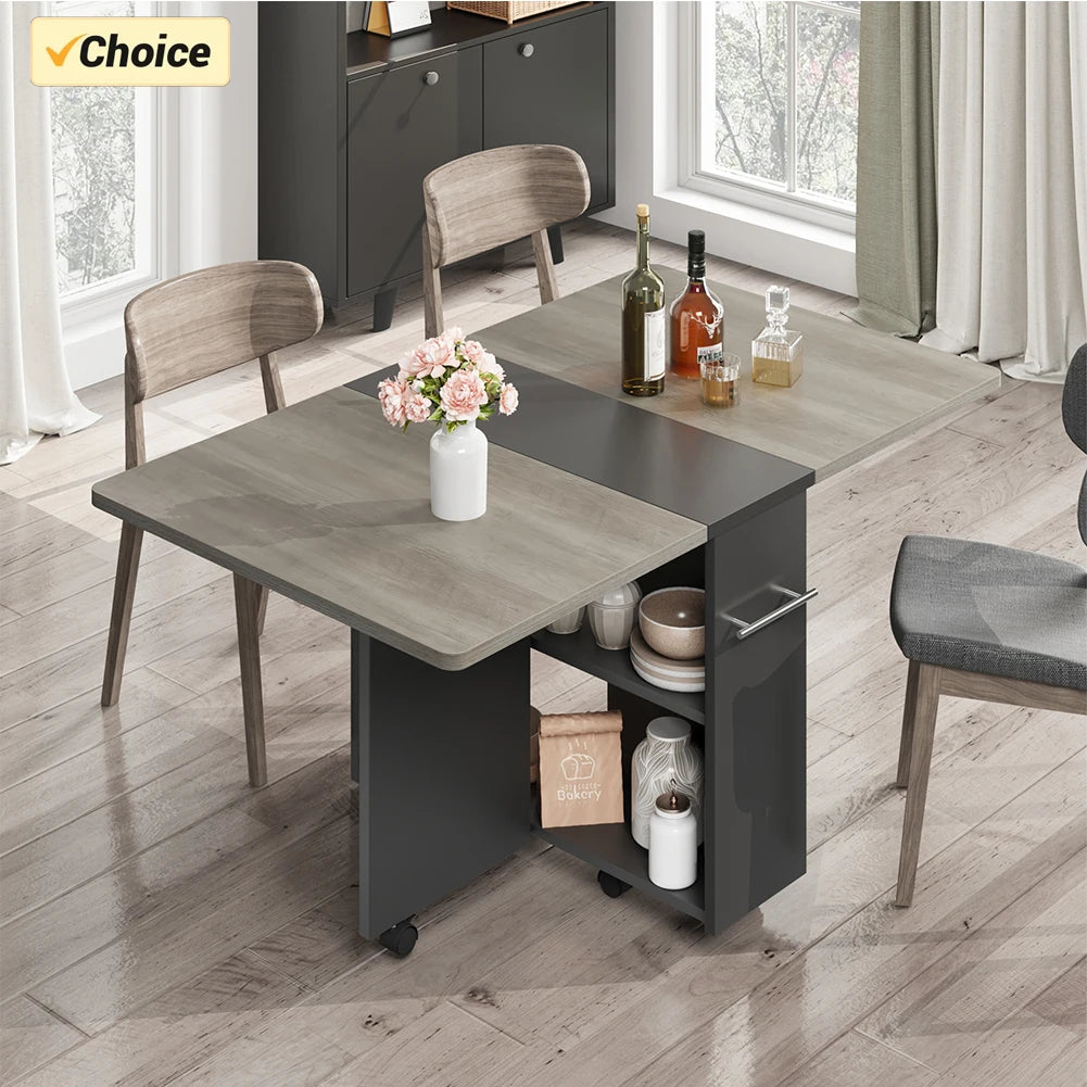 Warm Welcome Decor Foldable Drop Leaf Dining Table Storage
