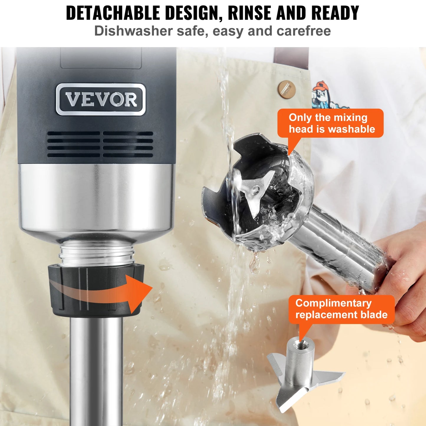 VEVOR Commercial Immersion Blender 500W Heavy Duty Kitchen