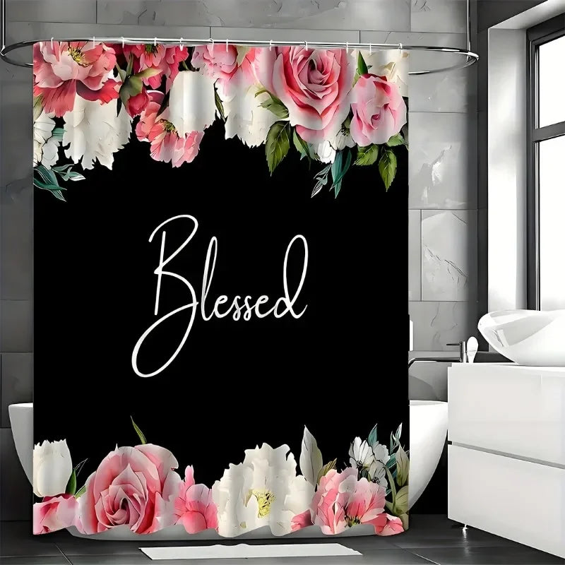 Warm Welcome Decor Flowers On White Shower Curtain Set