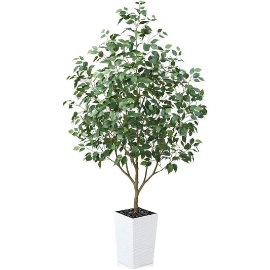 Artificial Ficus Tree With Planter And Silk Leaves Indoor