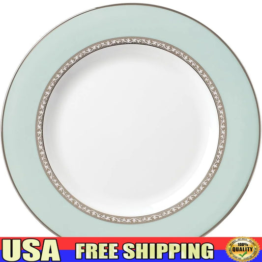 Polished Platinum Accented White Salad Plate 8 Inch Dishwasher Safe Fine China Bone China Elegant Dining