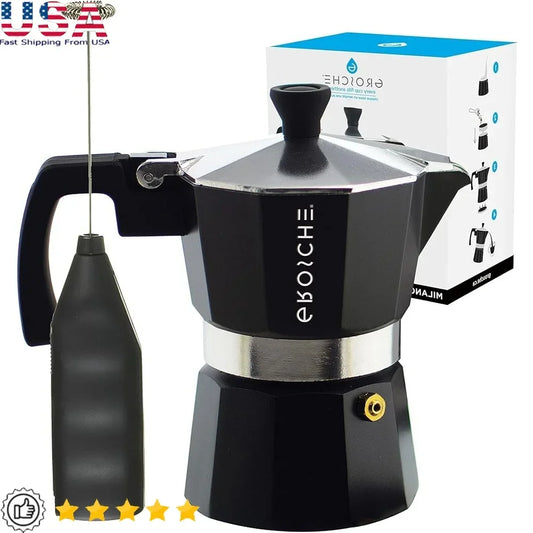 Warm Welcome Decor Moka Pot Espresso Maker Milk Frother