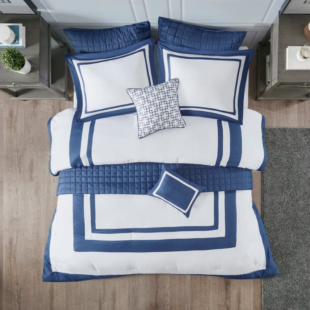 Eight Piece Comforter And Quilt Set Polyester Cotton Blend