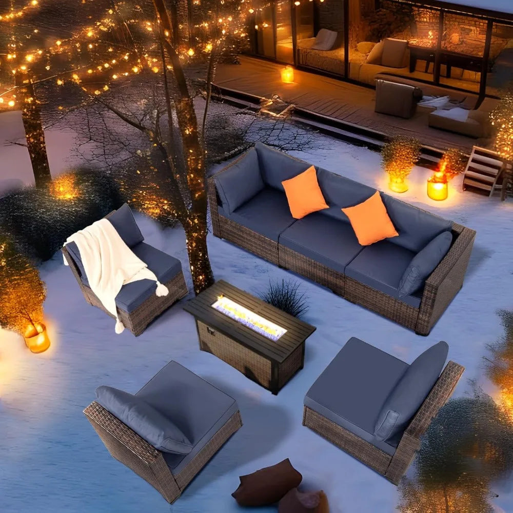 Angduo Outdoor Patio Furniture Set Wicker Sectional Sofa