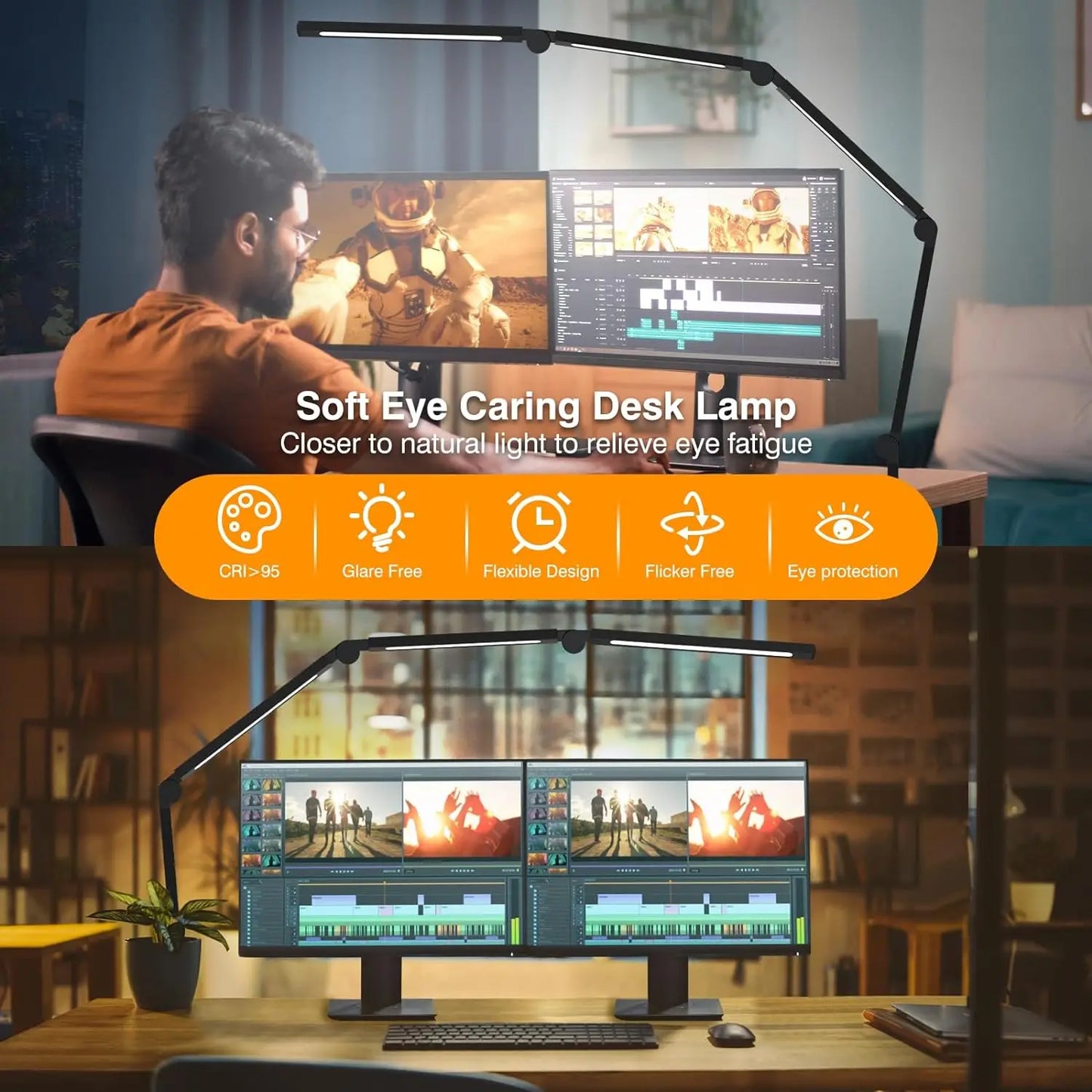 Aiopp LED Desk Lamp With Clip Multi Angle Flexible Office