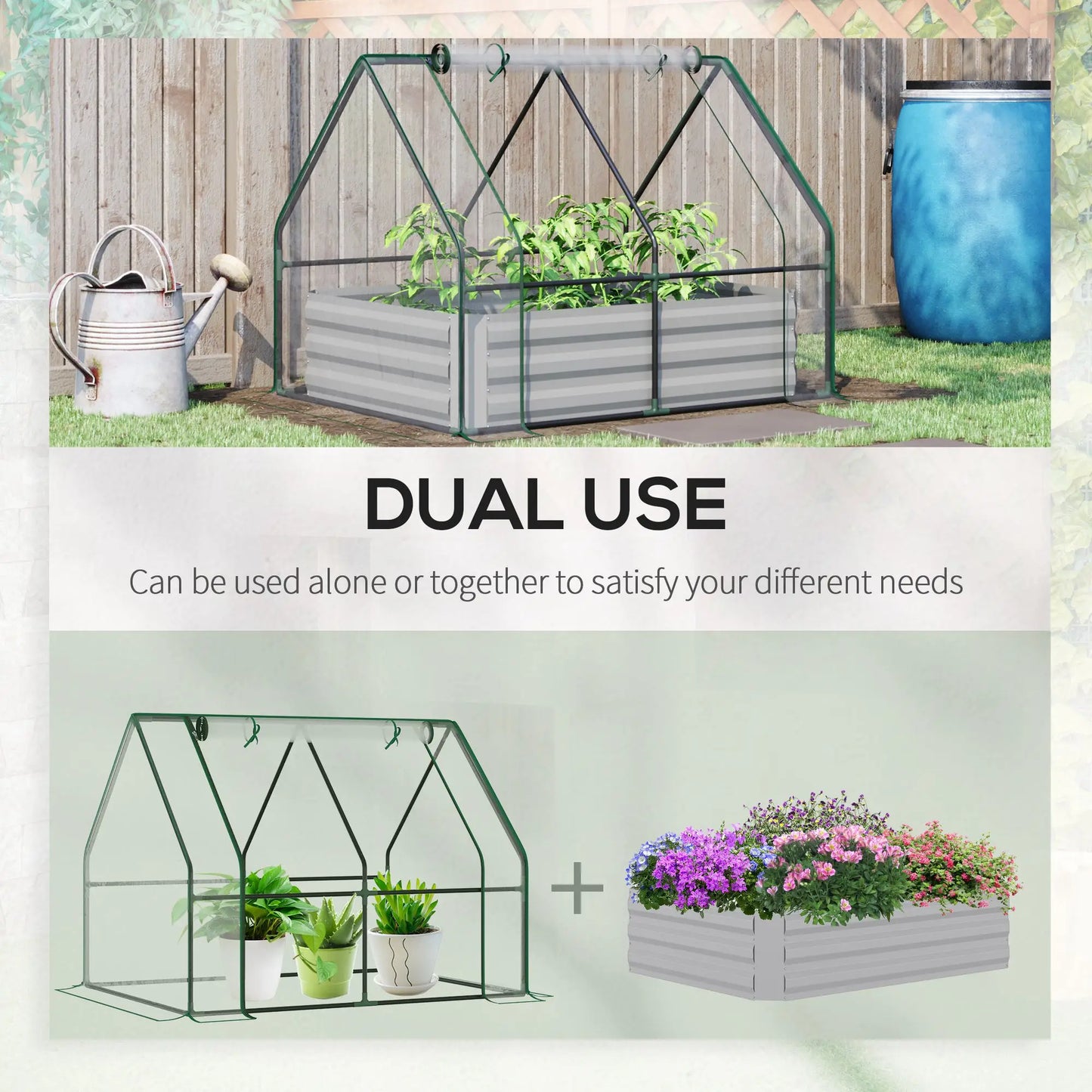 Outsunny Steel Raised Garden Bed Planter Kit Greenhouse