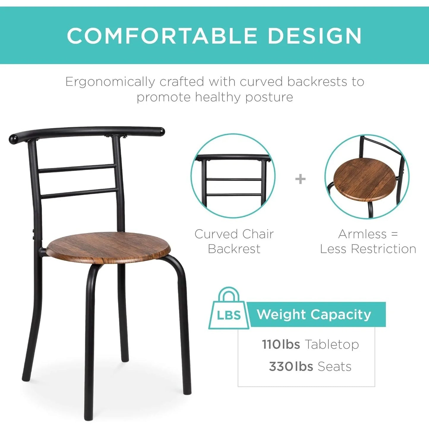 Warm Welcome Decor Three Piece Wooden Round Table Set