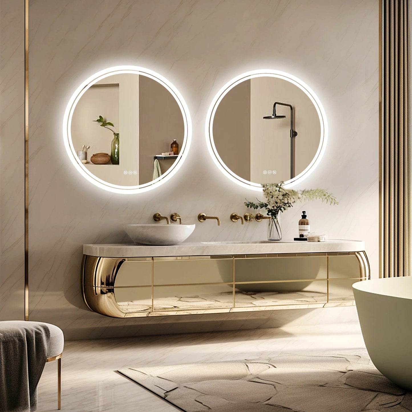 Wisfor Round LED Bathroom Mirror Backlit Anti Fog IP65