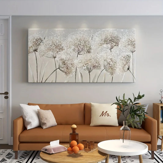 Hign-Concerned Dandelion Canvas Wall Art Nordic Wood Frame