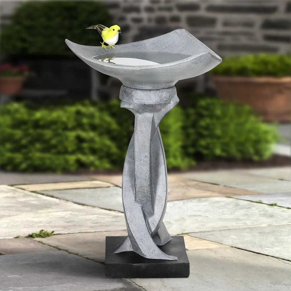 Modern Concrete Bird Bath Fountain Lotus Design Statue