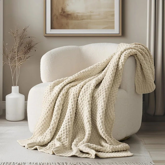 Craft of Weaving Chunky Chenille Knit Throw Blanket