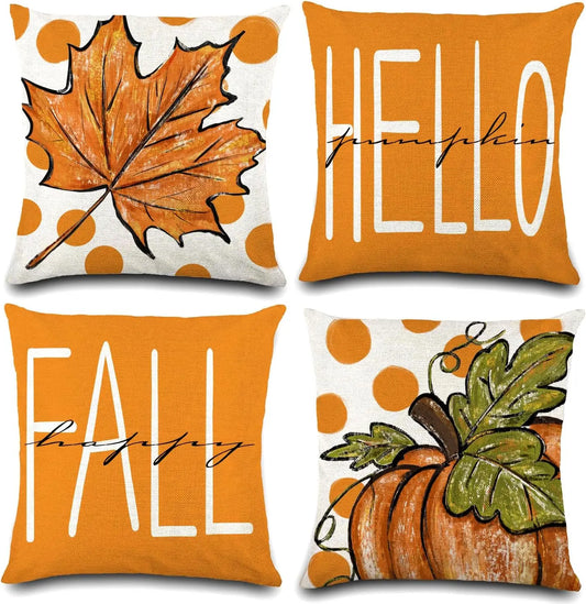 Craft of Weaving Fall Pumpkin Leaves Thanksgiving Pillow Covers