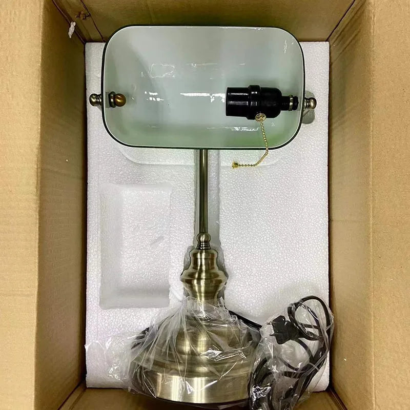 Warm Welcome Decor Vintage Glass Banker's Lamp Desk Light