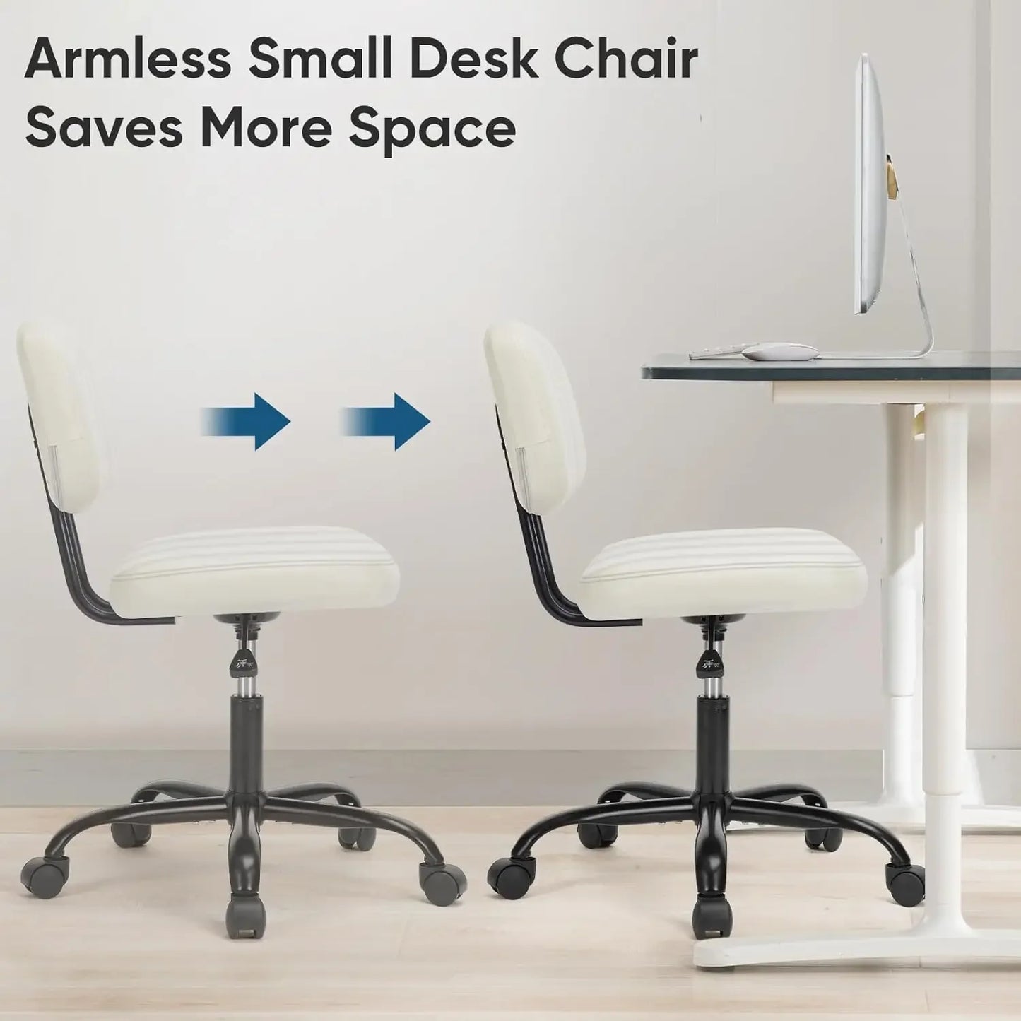 XMSJ Armless Office Chair With Adjustable Lumbar Support