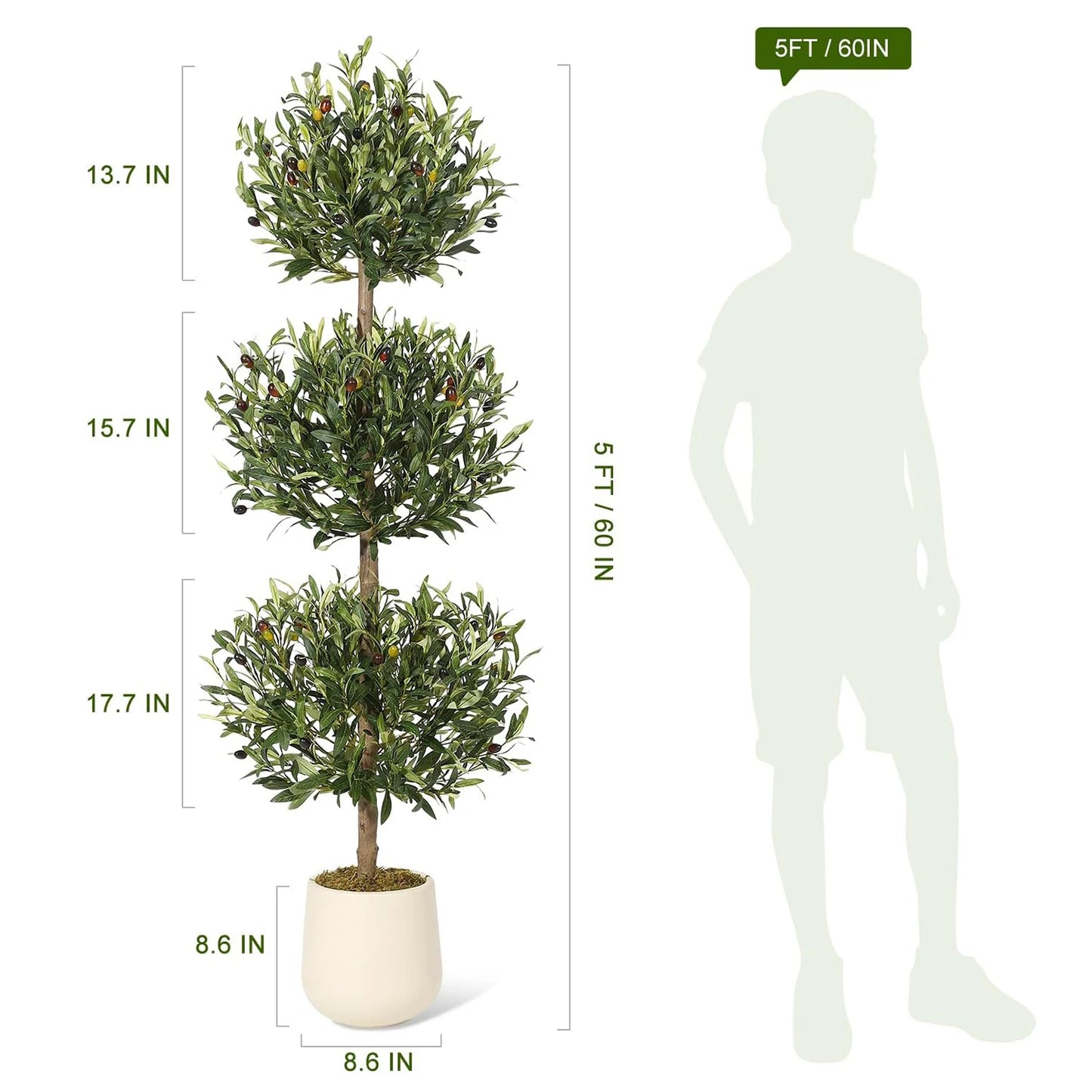 HiMISCN Artificial Olive Tree Indoor Faux With Planter