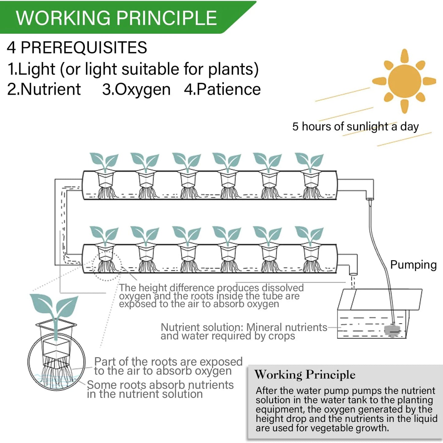 BHTNYOOM Hydroponics System 3 Layer 108 Planting Holes Kit