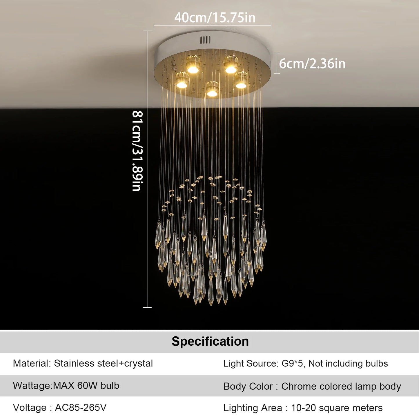 GreeLustr Crystal Droplight Led Pendant Light Chandelier