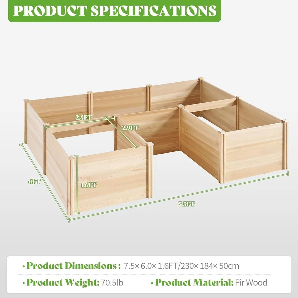 XMSJ Wooden Raised Garden Bed Outdoor Planter Box Vegetables