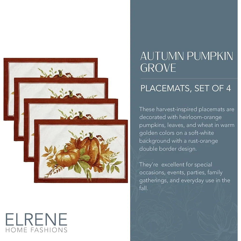 Warm Welcome Decor Autumn Pumpkin Grove Placemats Set of 4