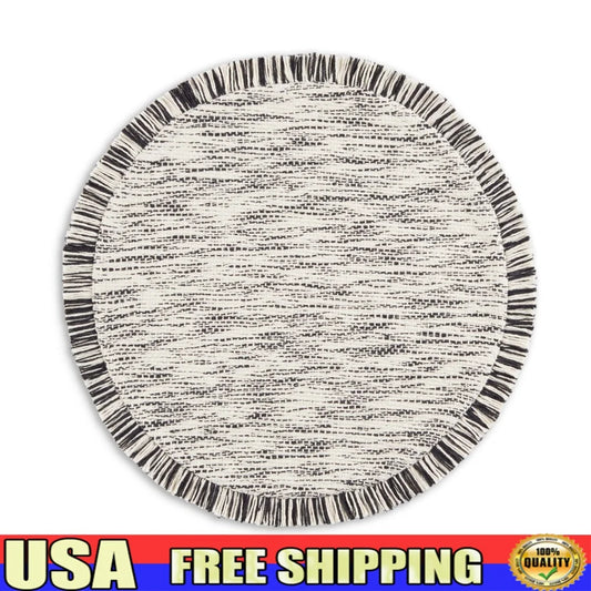 Warm Welcome Decor Stripe Fringe Cotton Placemat Round