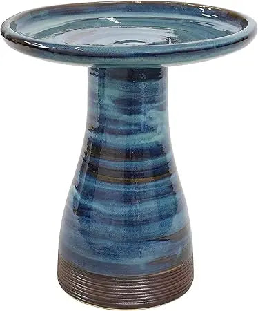 Sunnydaze Ceramic Outdoor Bird Bath Hand Painted UV Frost