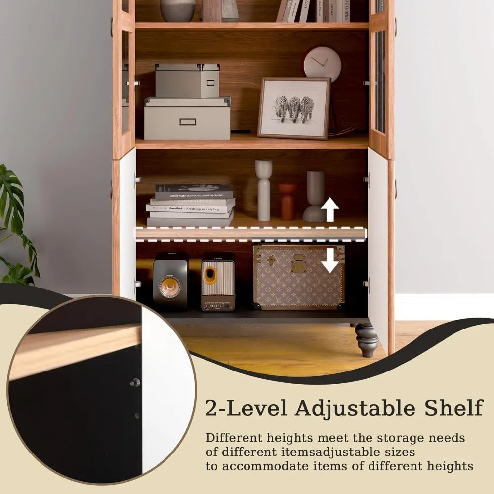 Warm Welcome Decor Arched Pantry Cabinet Glass Doors