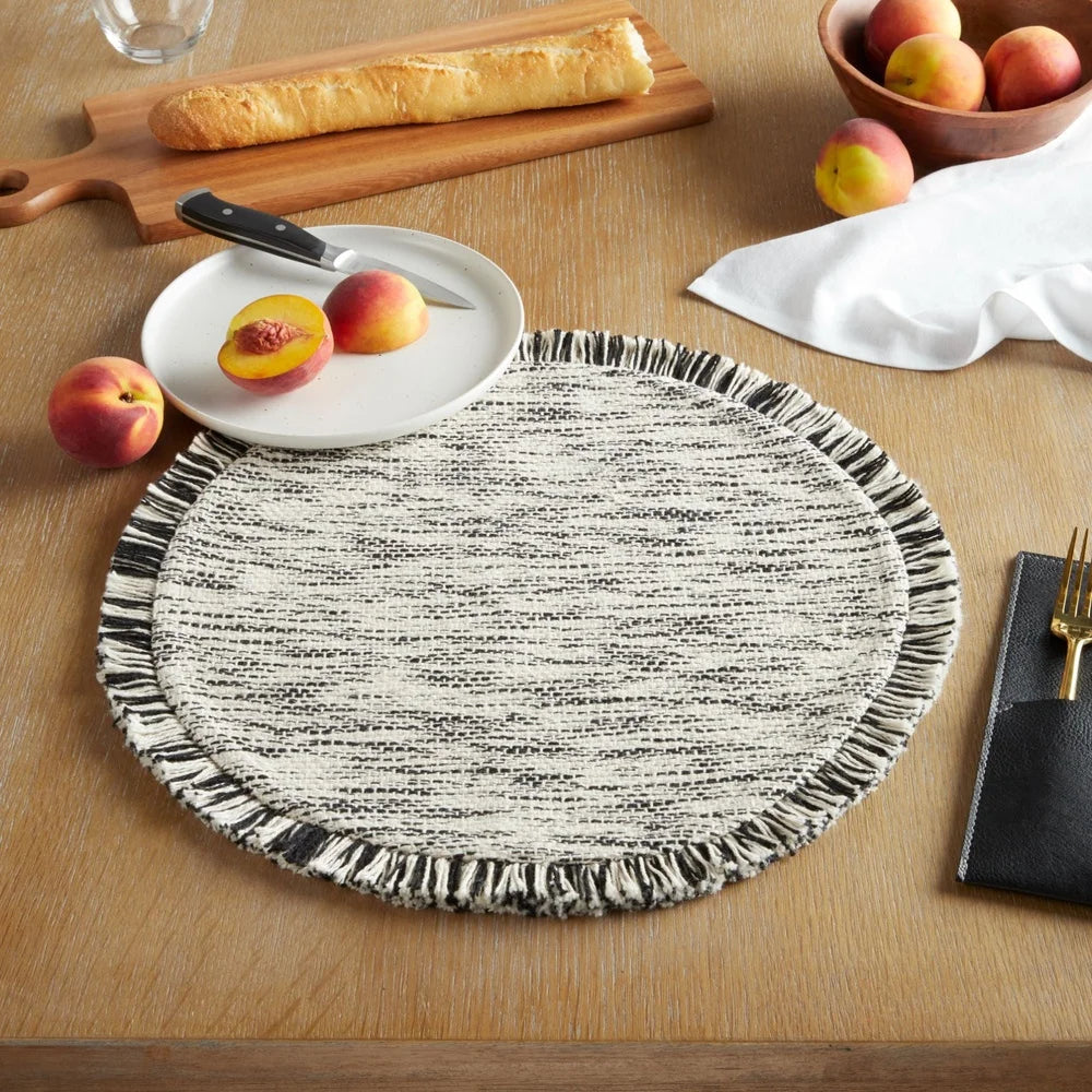 Warm Welcome Decor Stripe Fringe Cotton Placemat Round