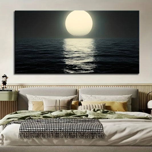 Hign Concerned Elegant Moon Ocean Landscape Wall Art Print