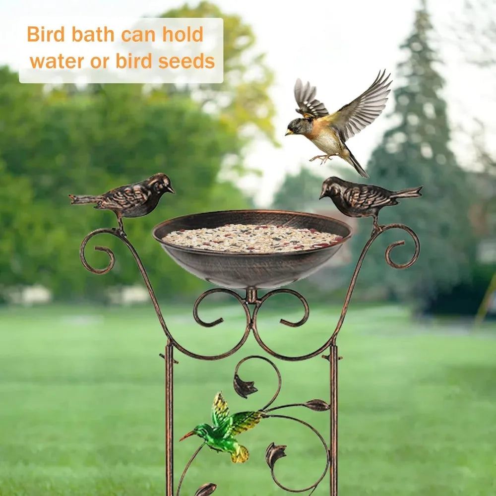 Lewis Wayne Garden Trellis Bird Bath Detachable Hummingbird