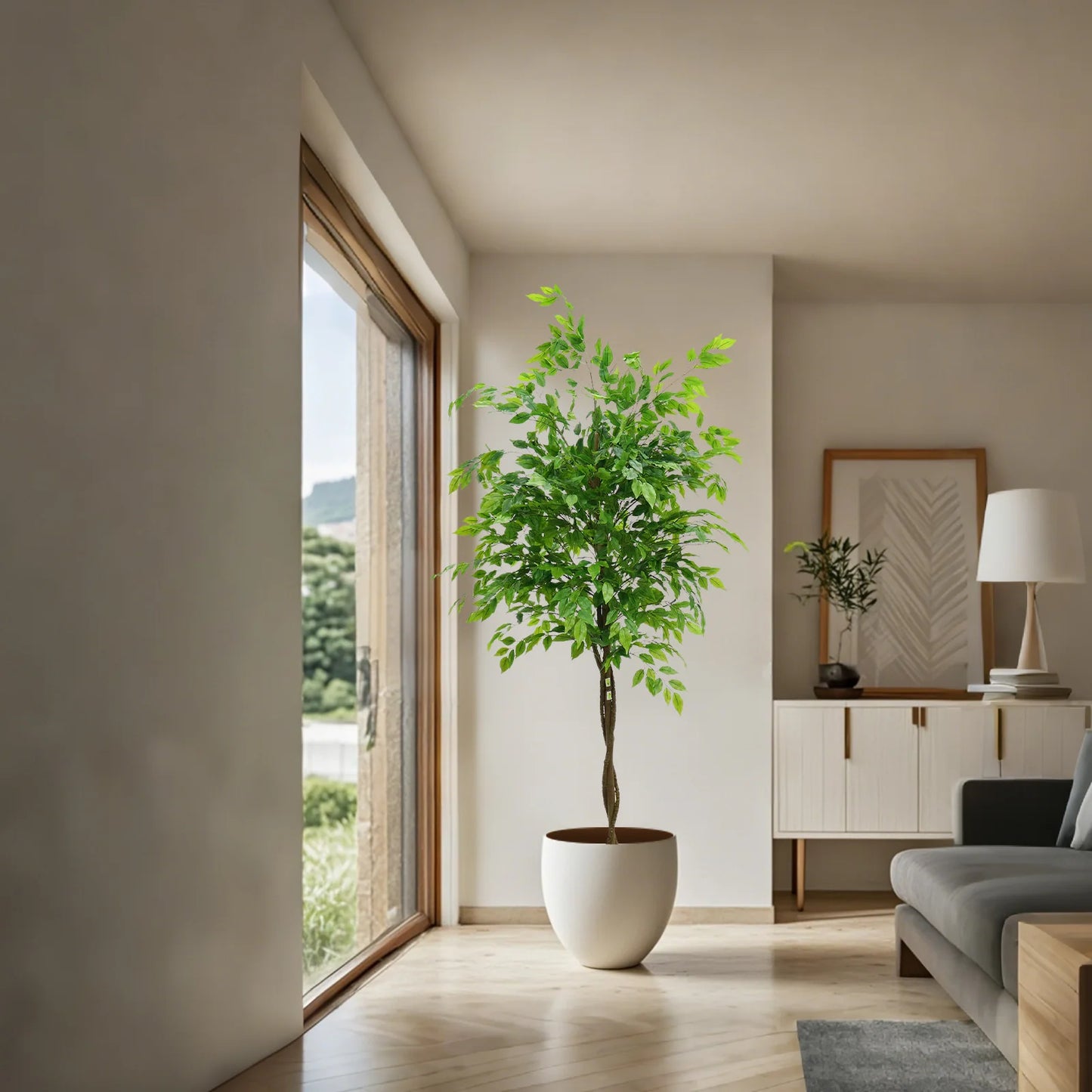 HiMISSCN Artificial Ficus Tree In Planter Realistic