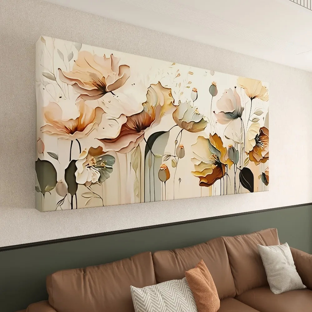 Hignconcerned Abstract Floral Canvas Art With Pine Frame