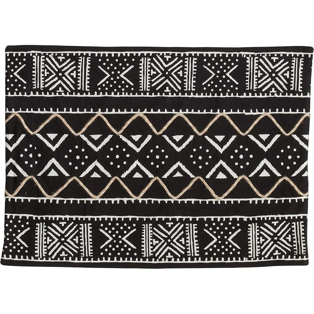Warm Welcome Decor Mud Cloth Placemats Set of 4 Cotton