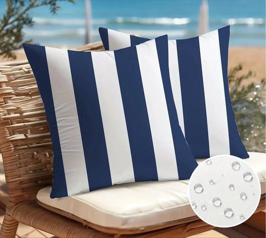 Striped Outdoor Pillow Cover Waterproof Polyester Cushion Case