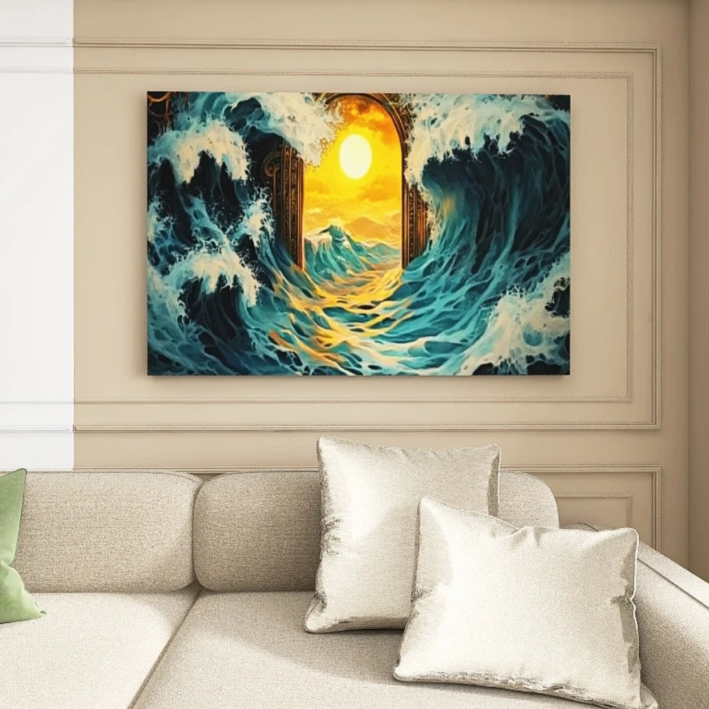 Pine Solid Wood Frame Canvas Wall Art