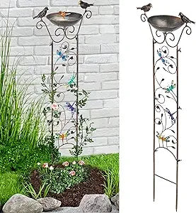 Lewis Wayne Garden Trellis Bird Bath Detachable Hummingbird