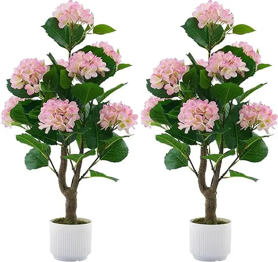 Artificial Hydrangea Tree 2 Pack Faux Plant Indoor Outdoor